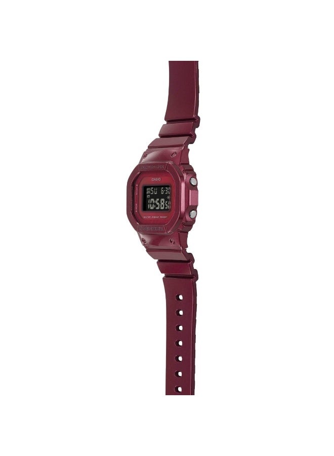 G-SHOCK Digital Women’s Watch GMD‑S5600RB‑4DR, 40.5 mm Black Dial, Red Resin Band, 200 m WR - Image 4